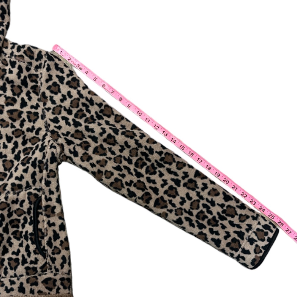 Leopard Print Fleece Hooded Zip Up Jacket With Pockets Ladies Size Medium - Picture 4 of 6